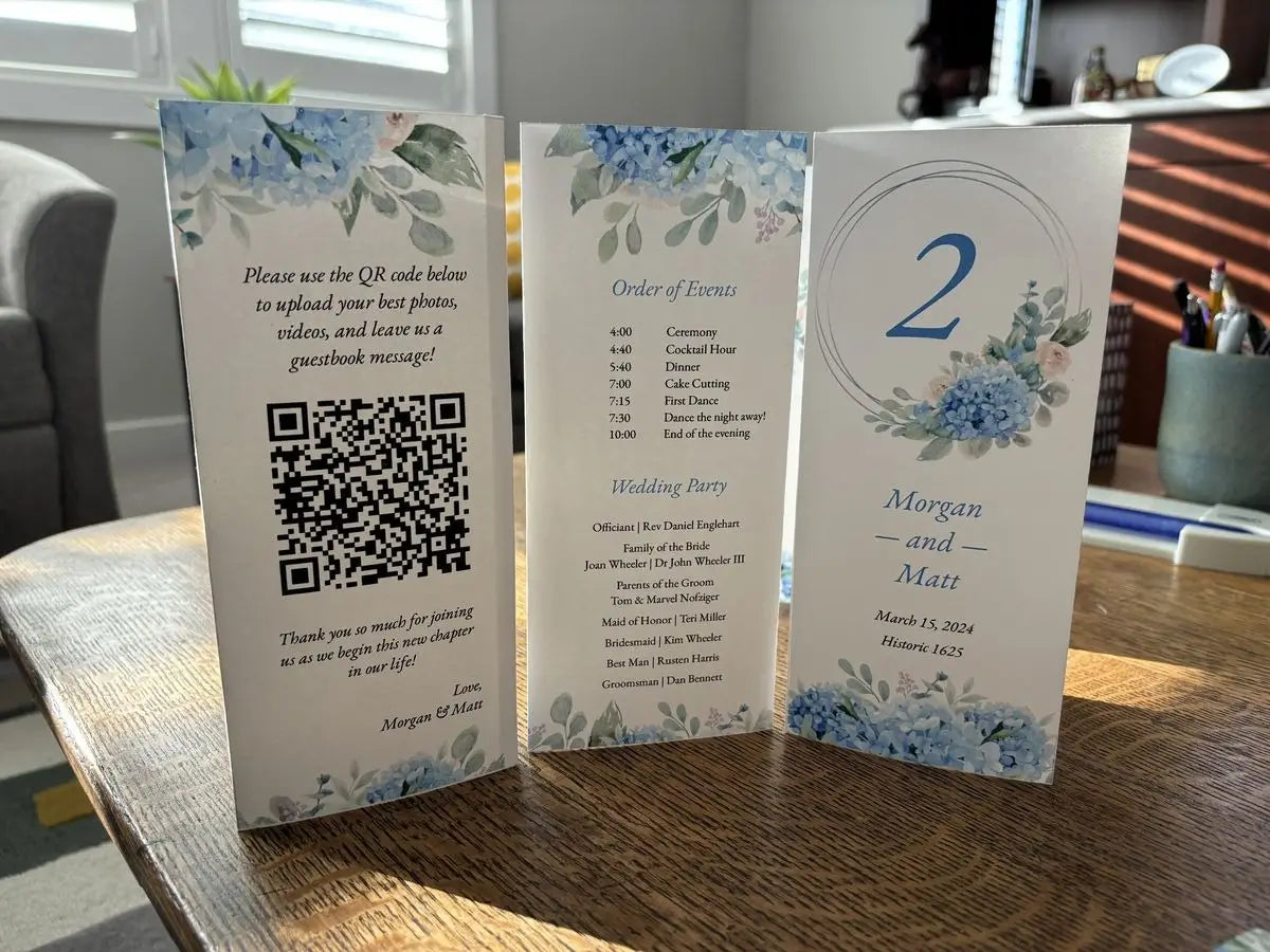 A4 Tri-Fold Gloss Paper Prints (Menus, Programs,etc.)